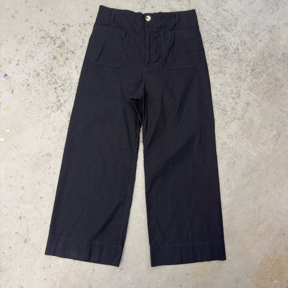 Maeve Anthropologie The Colette Black Wide Leg Cropped Pants Size 31 OB1364733